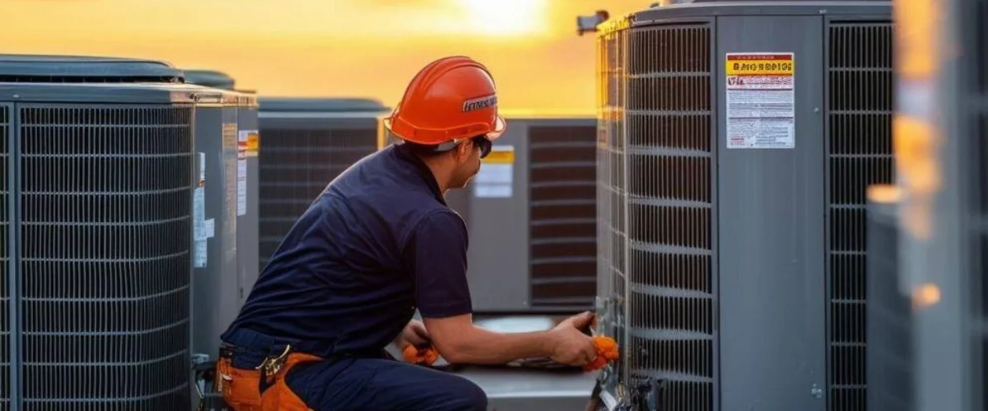 Man working on rooftop HVAC